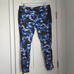 AVIA Activewear Leggings XL Blue‎ Camo High Waist Gym Yoga Pants High Stretch